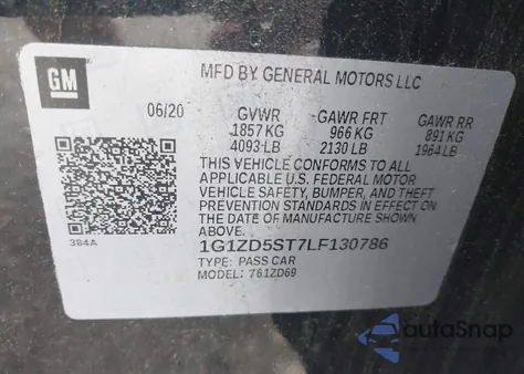 2020 Chevrolet Malibu Fwd Lt из США, поврежденный, VIN 1G1ZD5ST7LF130786